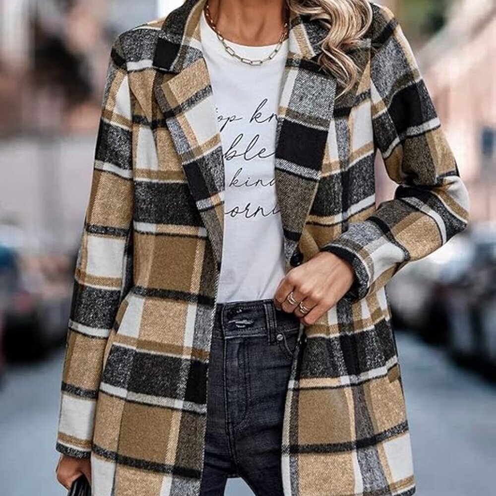 PRETTYGARDEN Plaid Shacket - Size S